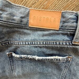 Pistola Blue Denim wide leg distressed Jeans 31